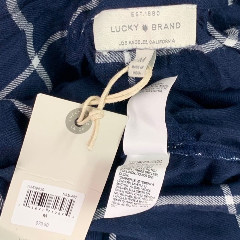 Lucky Brand Navy Blue White Plaid Tie Shirt Dress - Picture 8 of 8